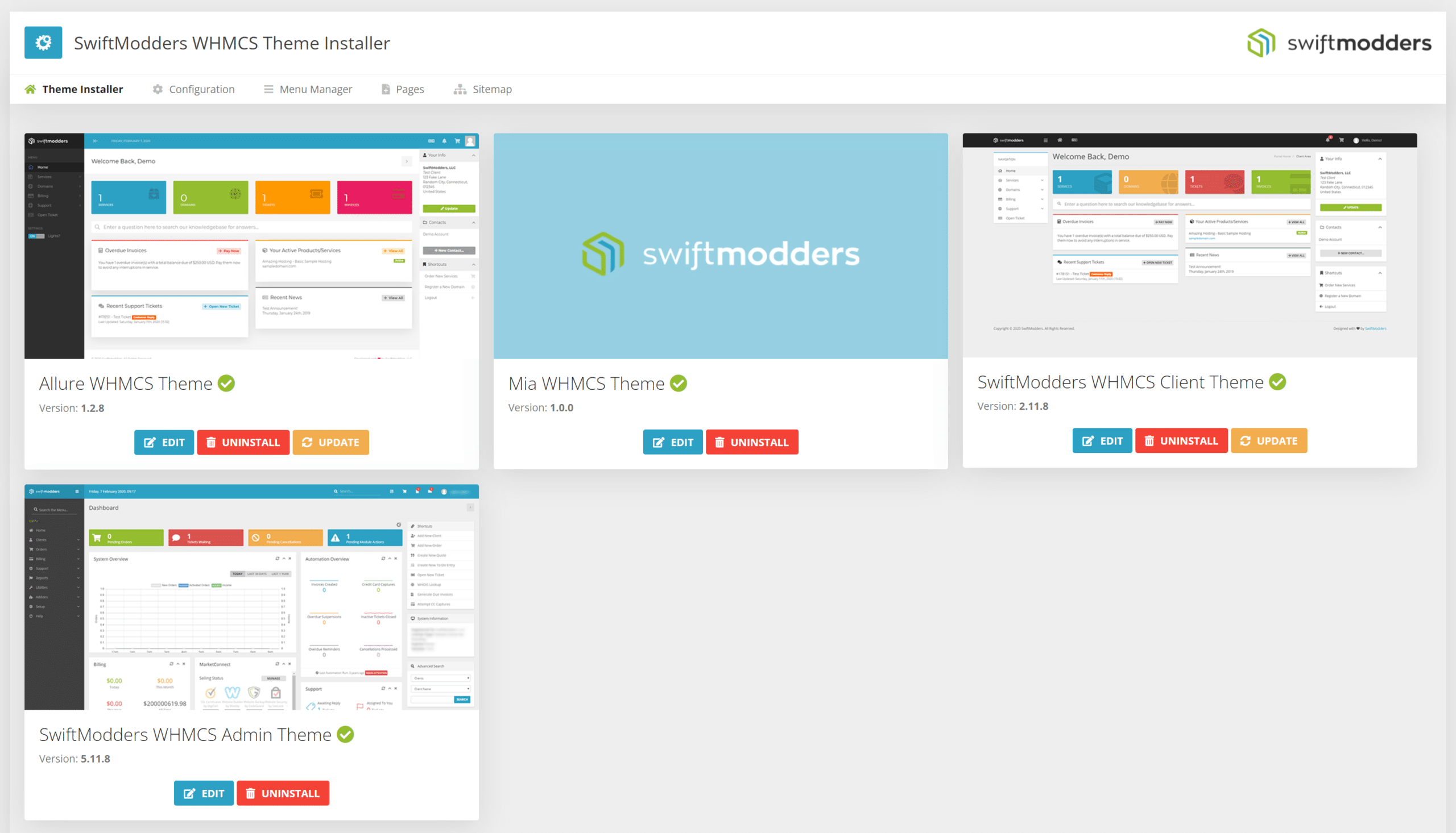 SwiftModders WHMCS Theme Installer - Theme Management