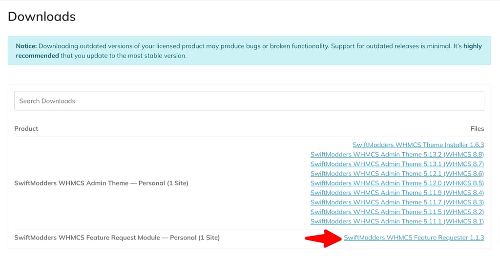 Download the SwiftModders WHMCS Feature Request Module