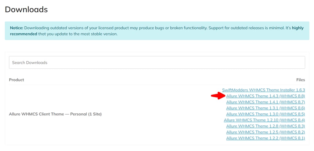 Download the latest version of the Allure WHMCS Client Theme