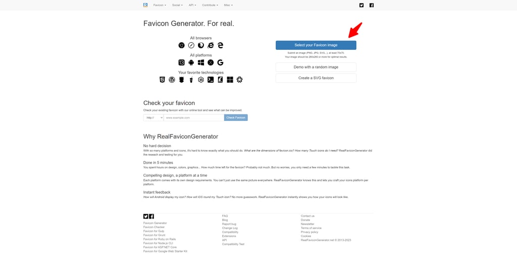 Generate a favicon with Real Favicon Generator