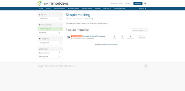 SwiftModders WHMCS Feature Requester